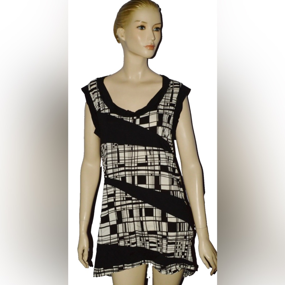 ANNA MOLINARI NEW $600 NWT SZ 42 ITALY 8 M MEDIUM BLACK IVORY SHIFT MINI DRESS